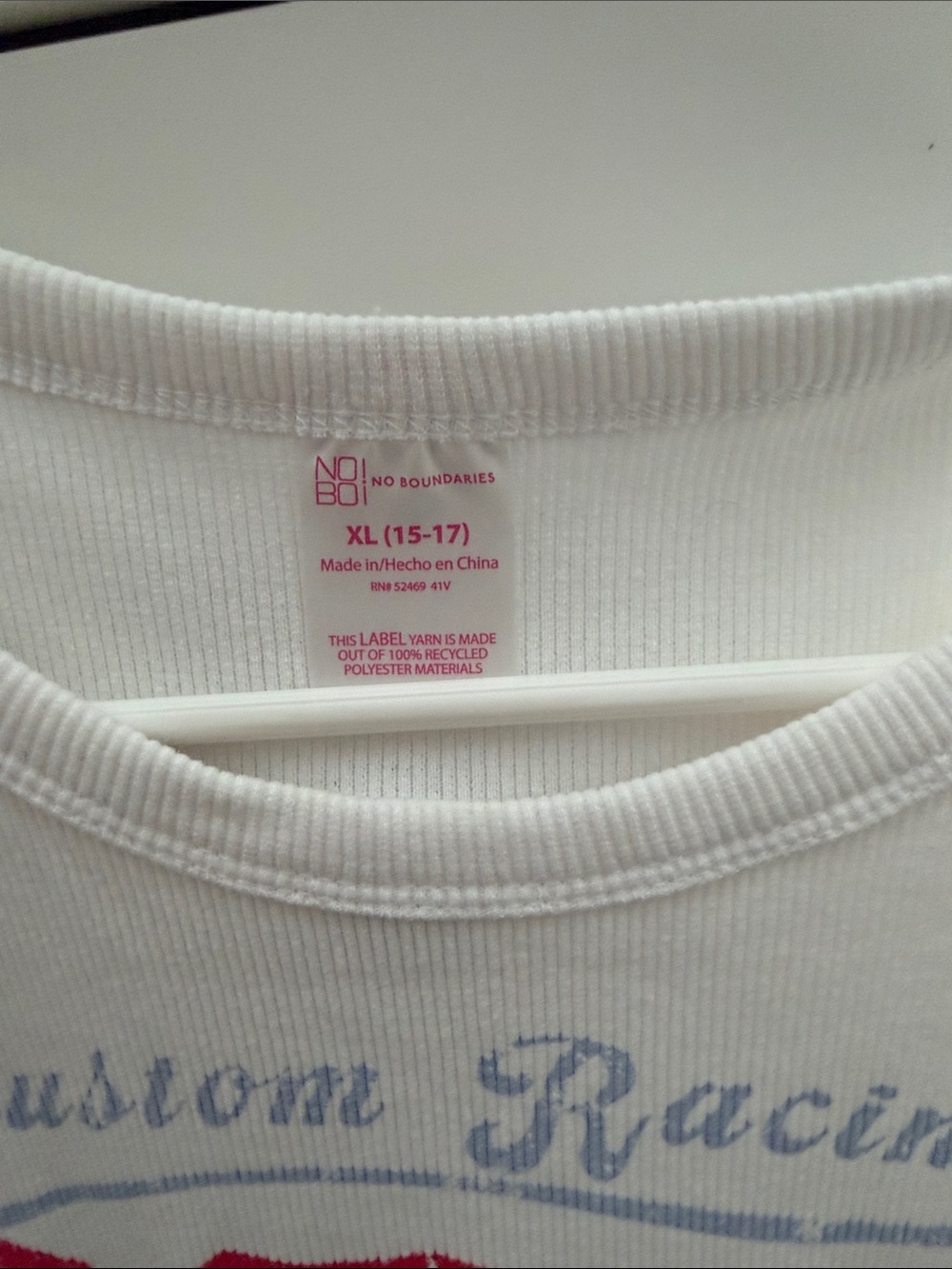White Ribbed Tank Top with Custom Racing Graphic - Picture 4 of 4